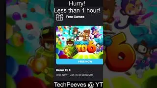 HURRY! Less 1 Hr Left for Bloons TD 6 FREE! Full Version / Moddable Mods on Epic Games! #epicgames