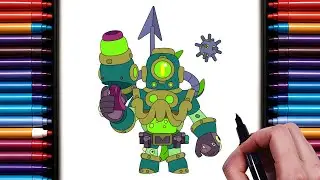 Как нарисовать Рико из Brawl Stars | Новый скин Рико | Пошаговый рисунок
