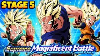 NO ITEMS!! VS STAGE 5 GOHAN, GOTEN & TRUNKS 2! SUPREME MAGNIFICENT BATTLE! (DBZ: Dokkan Battle)