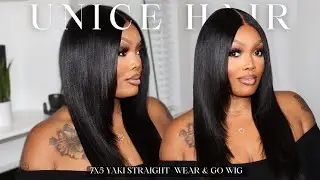 90&rsquo;s Yaki Texture Wig ✨ UNICE 7x5 Glueless Beginner Wig | Easy Install + Throwback Vibes 💖