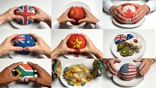 100 Balls Of Food | What's Hidden Inside the World Flags 🌍 ASMR Clay Cracking & World Food Reveal!