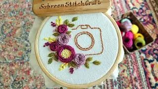 Floral Camera Embroidery 🌸📸 | Hand Embroidery Art Tutorial | Sabreen Stitch Craft