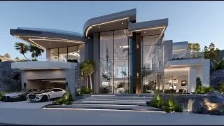 A Billionaire-Style Modern Estate with Floating Rooflines and Panoramic Luxury Living