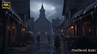 4K Rainy Medieval Castle Window View - Cozy Thunderstorm Sounds - Ambience for Reading