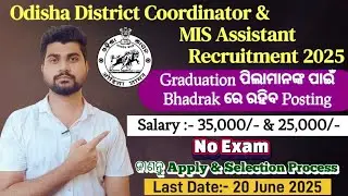 Odisha District Coordinator & MIS Assistant Recruitment 2025,Salary 35,000/-& Offline Apply Process👍
