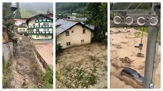 Enorme Überschwemmungen in St.Anton am Arlberg, #Österreich 16.8.2024