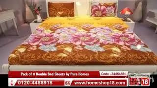 Homeshop18.com - Pack of 8 Double Bed Sheets by Pure Homes
