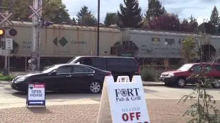 CP 9374 & CEFX 1033 Lead Potash Train Past Fort Langley, BC - 10/5/14
