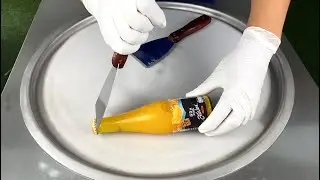 ASMR - Minute Maid Splash orange juice  Ice Cream Rolls street food  | How to make ice cream.