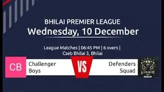 CHALLENGER BOY'S VS DEFENDERS SQUAD  [Jai Hind Club] | BHILAI PREMIER LEAGUE Wednesday, 10 december