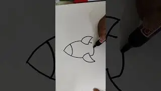 Easy Rocket Space ship drawing for kids.. How to draw a Rocket