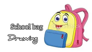 smiley school bag drawing  , bag cartoon  character drawing painting step by step