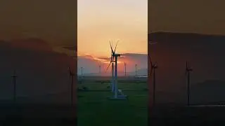 Beautiful Sunset at Wind Turbine Farm 4K | #Shorts #snow #storm #whitenoise #relax #nocopyright
