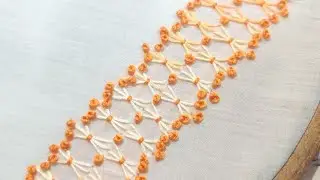 Beautiful Sheaf Stitch Border for Dress/Baby Dress/Sleeves | Hand Embroidery Work