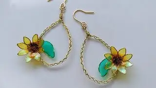 【ディップアート】ワイヤーとディップ液で作るひまわりのピアス: How to make sunflower earrings
