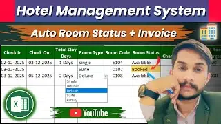👉 Excel Hotel Management System | Auto Room Booking, Room Status & Customer Invoice 🏨