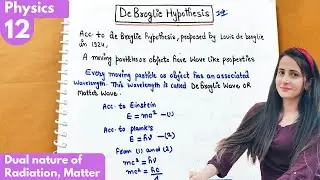12) De broglie hypothesis| Dual nature of radiation and matter class12 Physics #neet #jee #iitjee 