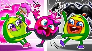 Pink vs Black Avocado Baby Challenge 💖🖤 Learn Colors for Kids 🌈 | Cartoon by Pit & Penny Stories