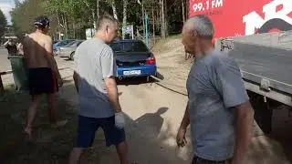 wrx tuned by sti тащит грузовик летом