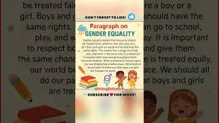 Paragraph on Gender Equality | Paragraph Writing on Gender Equality | Gender Equality Paragraph
