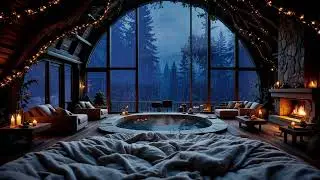 🌧️ Relaxing Rain Outside a Quiet Cabin  | Fireplace & Warm Water Ambience 🔥