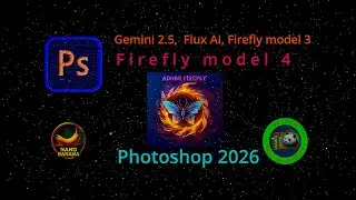 Compare  Gemini 2.5,  Flux AI, Firefly model 3, and  Firefly 4 using same prompt in Photoshop.