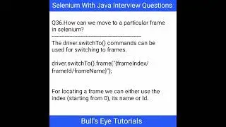 How can we move to a particular frame in Selenium | Selenium Interview Questions | #shorts #testing