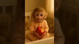 Adorable Baby Monkey Giggles After Biting an Apple 🍎😂 | Cutest Baby Laugh Ever! #Shorts #adorable