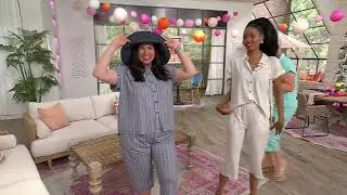 Belle Beach by Kim Gravel Cabana Knit Stripe Camp Shirt on QVC