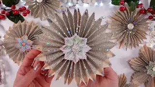 ⭐️How to make EASY Paper Star with glitter using old book pages