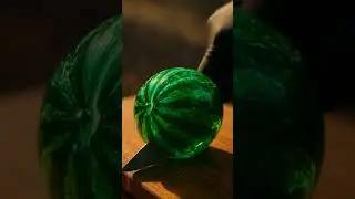 Cutting a Glass Watermelon in 8K Macro &ndash; Unbelievable ASMR! 💚🔪💥 #ai #artificialintelligence #aitools
