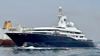 AL MIRQAB, 133M SUPERYACHT DEPARTING GIBRALTAR 4K