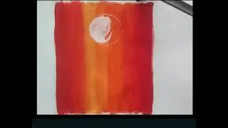 Easy Acrylic Painting short video for Beginners.  Tree Painting with Orange Background.