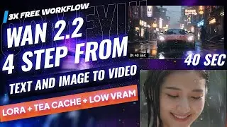 WAN 2.2 ComfyUI 3 Workflow : 4-Step Video from Text or Image &mdash; LoRA, Tea Cache, Low VRAM