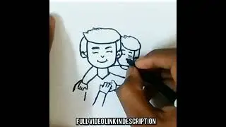 Father hugging son cute drawing | Father and son cute Drawing