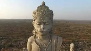 Aerial stock footage India God of strength Hanuman Faridabad highway