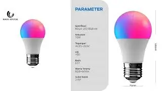 HAN RIVER  Smart Lampu Pintar LED Bulb 10W - atur warna & kecerahan lewat Bluetooth - RGBW DIY -