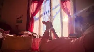 ASMR bare feet in the pose whispering reading and sun