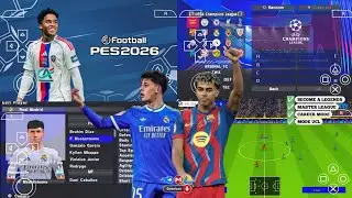 eFootball PES 2026 PPSSPP Android Offline Full Update UCL & League Kits 25/26 Season 4k Graphics