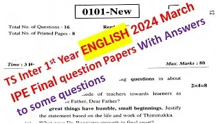 Telangana TS Inter 1st Year English 2024 March Previous year Question Paper