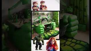 Marvel superhero room, with professional computer desks from Spiderman to Ironman #ai #avengers
