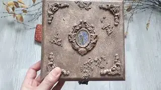 Винтажная шкатулка с настоящими голубыми незабудками