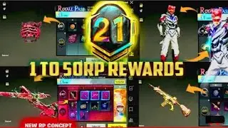 Month 21 Royal passes 1 to 50 rewards m19 Royal pass 1 to 50 rp PUBG mobile and BGMi 🔥