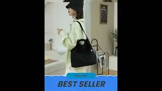 Gray Minimalist Nylon Tote Bag with Adjustable Shoulder Strap, Large Capacity