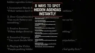 8 Ways to Spot Hidden Agendas Instantly | #Psychology
