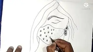 How to draw protect of omicron covid variant picture wearing a mask  with women.