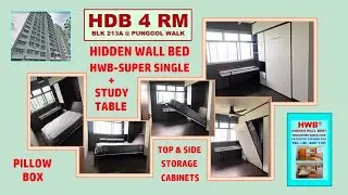 HDB 4 Rm Study Table +HWB S.Single+ PillowBox. Hidden Wall Bed.HWB HUB.HDB.BTO.EC
