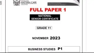 GRADE 11 BUSINESS STUDIES TERM 4 FULL QUESTION PAPER 1 NOVEMBER 2022