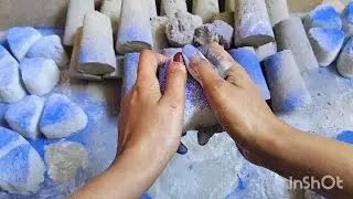Pure white cement dry crumbling powder play pouring and mixing // pure Cement 