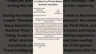 WriteBloom | Creative Writing|Letter to a Friend About Summer Vacation | English Letter Writing